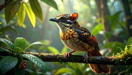 Colorful bird perched in jungle