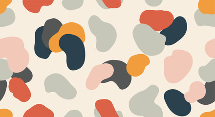 Obraz premium Abstract organic shapes pattern in earthy tones with a playful and modern aesthetic