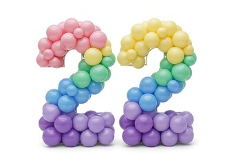 Colorful balloon number 22 decoration
