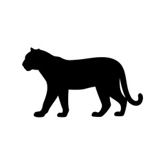Obraz premium Silhouette of a Panther Walking to the Left on a White Background