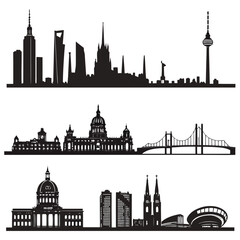 Fototapeta premium City skylines architectural silhouettes cityscape black