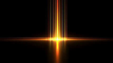 Fototapeta premium Elegant golden light streaks on black background create a modern and dynamic visual impact