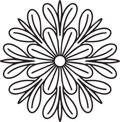 Intricate Black Outline Flower Mandala black and white background