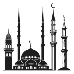 Islamic mosque minaret silhouettes architecture