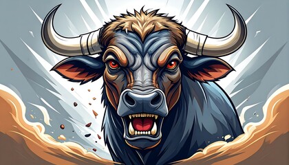 Angry bull's head illustration