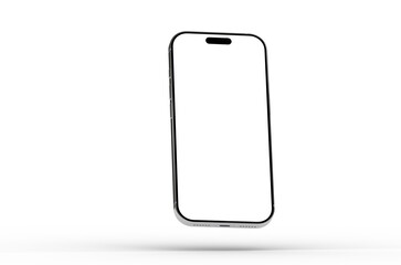 High-quality photo of a modern smartphone with a blank screen, perfect for app presentations or mobile device mockups. Isolated on white background.
