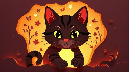 Halloween cat on a black background