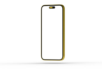 High-quality image of a gold smartphone mockup, perfect for app presentations or website designs.  Clean and modern.