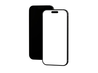 High-quality image of two smartphones, one with a black screen and one with a white screen, perfect for app presentations or website design.