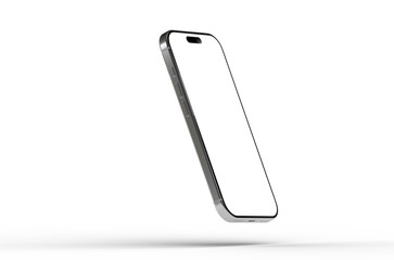High-quality image of a modern smartphone with a blank screen, perfect for app presentations or website mockups. Isolated on white background.