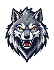 Angry wolf head illustration