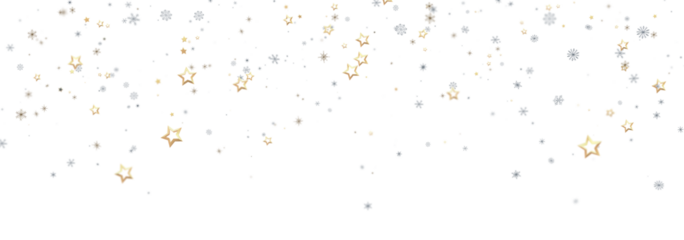 Festive background with gold and silver stars and snowflakes. Perfect for Christmas, New Year, and winter holidays.