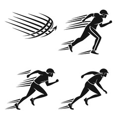 Running figures speed motion abstract silhouette
