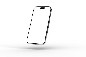 High-quality image of a modern smartphone with a blank screen, perfect for app presentations or website mockups. Clean and minimalist design.