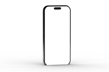 High-quality image of a modern smartphone with a blank white screen, perfect for app presentations or website mockups.