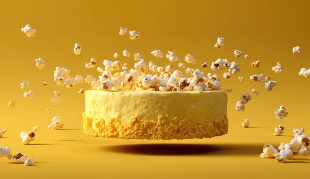 Floating cake with popcorn