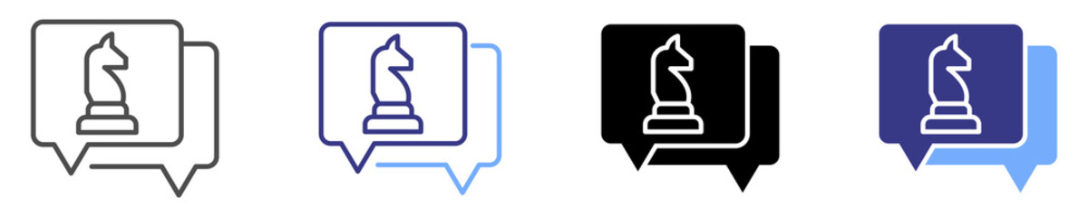 Communication Strategy icon set multiple style