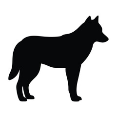 Isolated black silhouette of a standing dog vector illustration animal pet canine mammal domestic