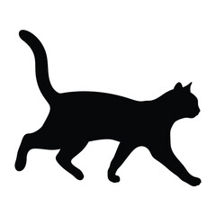 Black cat silhouette vector illustration for pet lovers and halloween designs and decorations