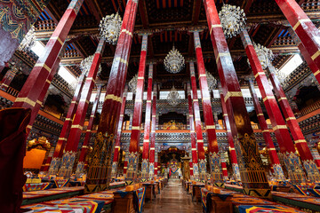 prayer room, Muya Temple, Buddhist complex, Tagong (Lhagang), Garzê Tibetan Autonomous Prefecture, Sichuan,  China