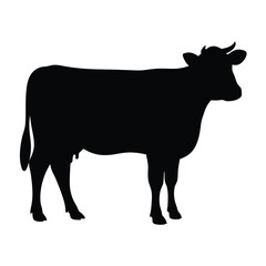Cow silhouette vector graphic illustration for farm animal dairy beef and agriculture design projects