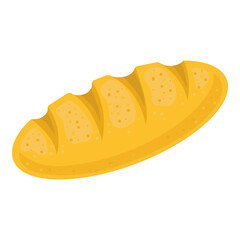 Cartoon bread loaf. Vector illustration in flat style with shadows and highlights. Isolated on white background for menus and designs