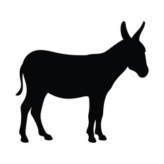 Isolated donkey silhouette vector illustration for farm animals and livestock designs and graphics