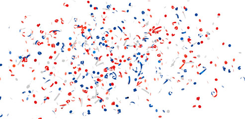 Festive confetti background with red, white, and blue colors. Perfect for celebrations and holidays.