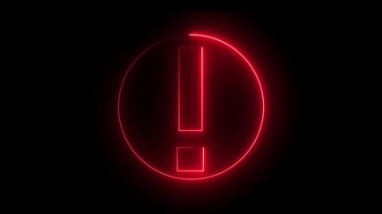 Neon line circle warning attention animation icon signal alert risk safety danger road warning sign sign symbol. Warning attention icon signal , alert , risk , safety. red color circle ..