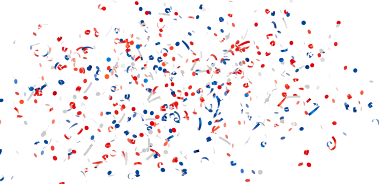 Festive confetti background with red, white, and blue colors. Perfect for celebrations and holidays. - Powered by Adobe
