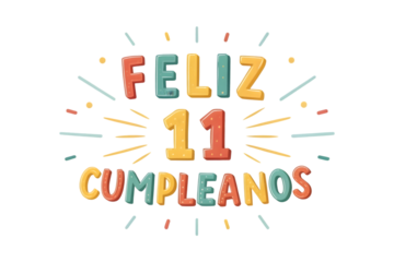 Feliz Cumpleanos 11th Birthday Greeting eleven happy birthday PNG Transparent background