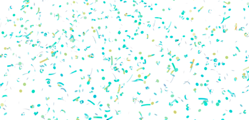 Beautiful teal and gold confetti falling on white background. Perfect for party invitations, celebrations, and festive designs.