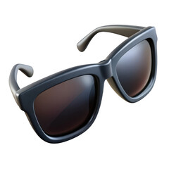 Stylish dark framed sunglasses with reflective lenses isolated on transparent background