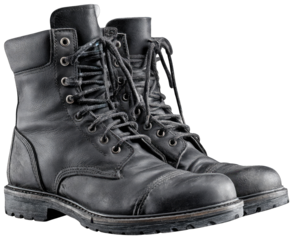 Pair of black leather work boots