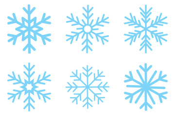 Fototapeta premium Snowflake different icons. Blue snowflake icon set isolated vector illustration. snowflakes icon, snow or snowflake winter symbol set vector art illustration isolated on transparent png