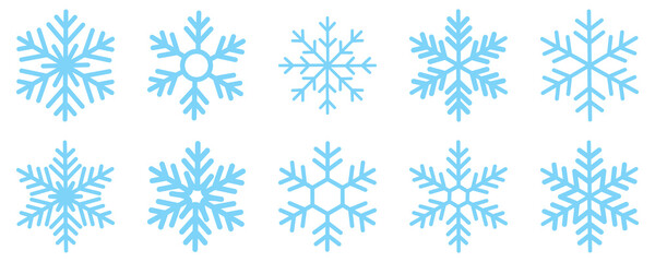 Snowflake different icons. Blue snowflake icon set isolated vector illustration. snowflakes icon,...