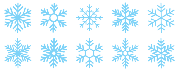 Snowflake different icons. Blue snowflake icon set isolated vector illustration. snowflakes icon, snow or snowflake winter symbol set vector art illustration isolated on transparent png