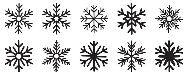 snowflakes icon, snow or snowflake winter symbol set vector art illustration isolated on...
