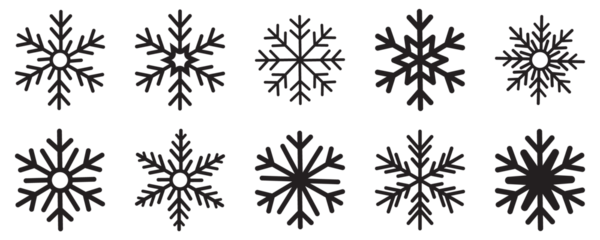 snowflakes icon, snow or snowflake winter symbol set vector art illustration isolated on transparent png Blue snowflake icon set isolated vector illustration. Snowflake different icons.