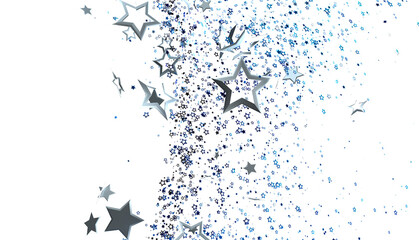 Obraz premium Sparkling silver and blue stars on white background. Ideal for celebration, holiday, or festive designs.