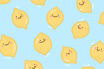 Lemon cartoon background pattern. hand drawn seamless pattern. Lemon background for fabric design, textile print, wrapping paper, cover. Vector illustration.