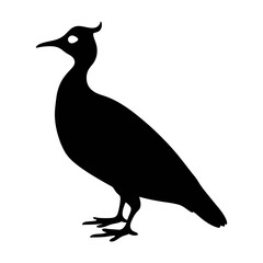 Black silhouette of a northern lapwing bird vector illustration avian wildlife art design image