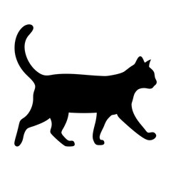 Black cat silhouette vector illustration walking cat icon pet animal design graphic feline art