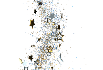 Stunning image of gold and silver stars bursting. Perfect for celebration, success, or holiday themes. Download now!