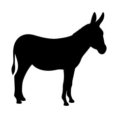 Black donkey silhouette vector illustration farm animal equine mammal livestock pet burro mule ass drawing
