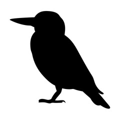 Black bird silhouette vector illustration of a small bird perched graphic design element template