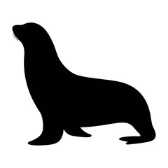Sea lion silhouette vector illustration of marine mammal wildlife animal ocean creature design