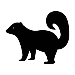 Vector graphic of skunk silhouette illustration, black and white animal clip art, skunk outline drawing