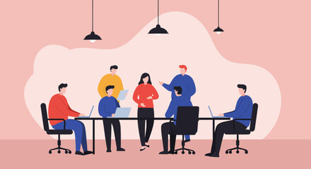 Diverse team of professionals collaborating in a modern office meeting, discussing ideas and working together. Ideal for business, teamwork, and corporate concepts.