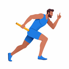 Athlete races with baton, symbolizing speed, teamwork, and winning